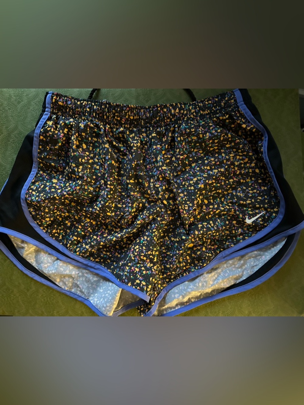Nike Black Athletic Shorts with Multicolor Confetti Trim